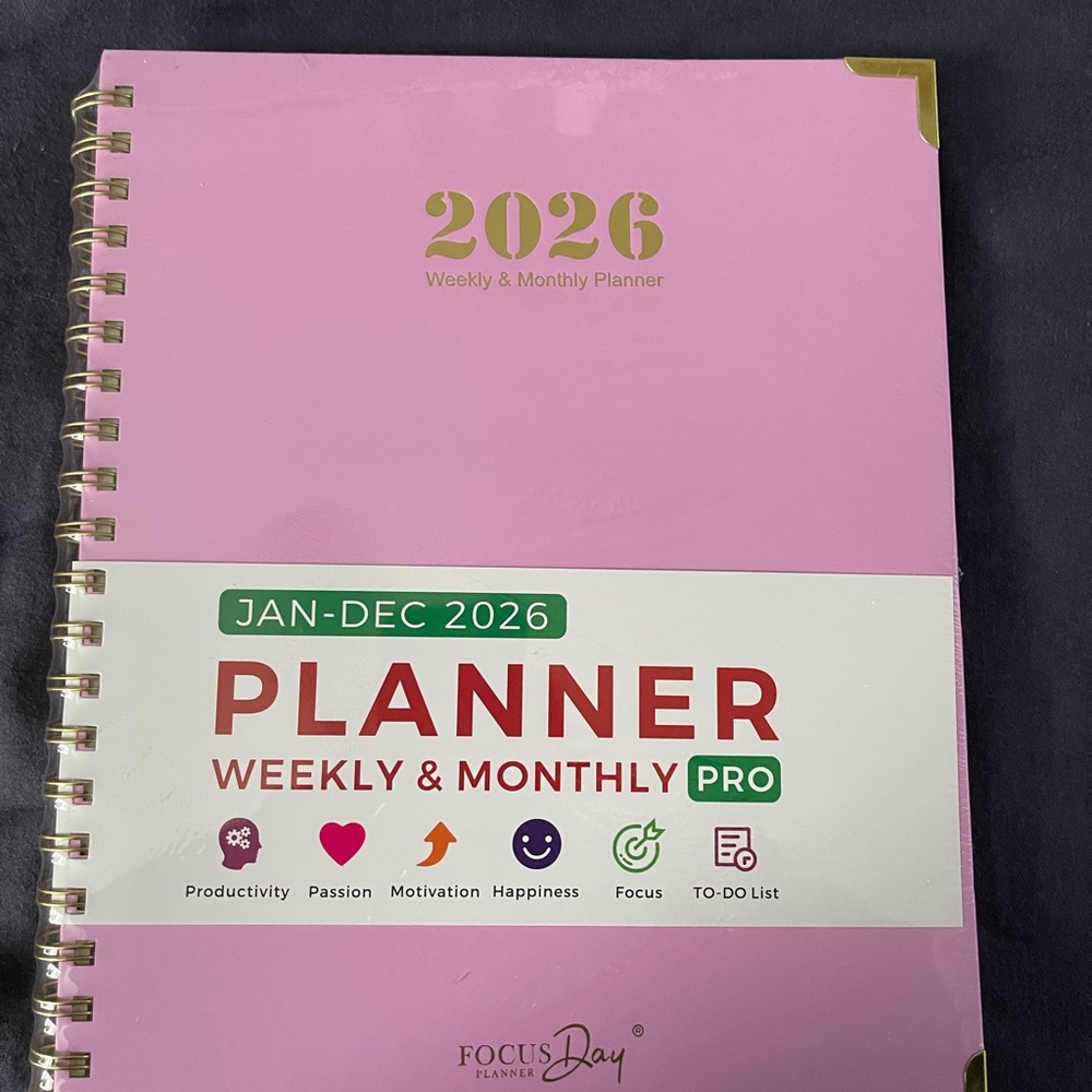 2026 Weekly & Monthly Planner -Hardcover 8.5 X 11 - lavender/pink (Sealed)